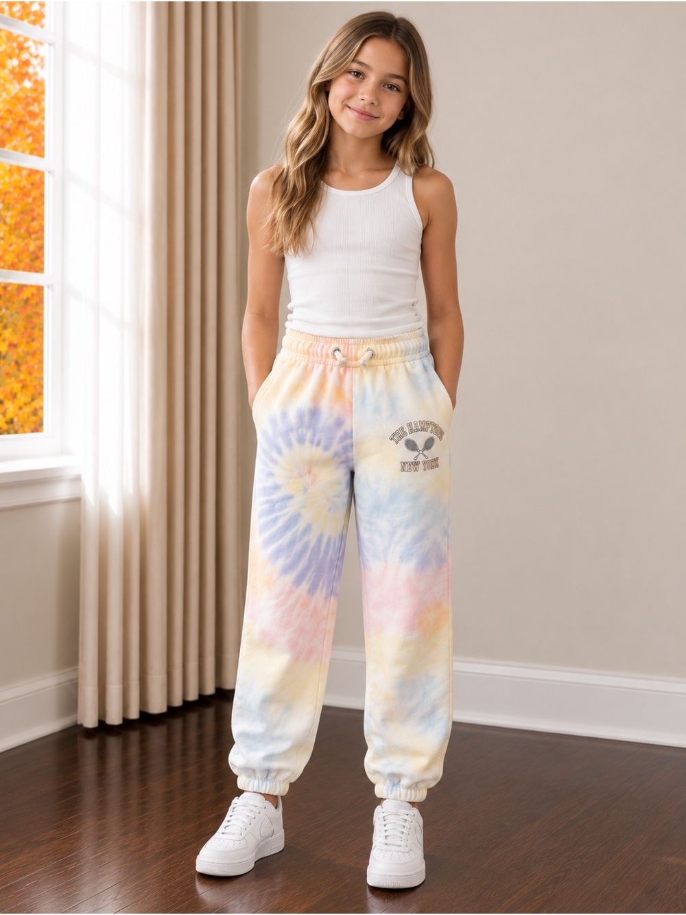 Ocean Drive Pastel Tie-Dye Joggers in Blue, Pink & Yellow